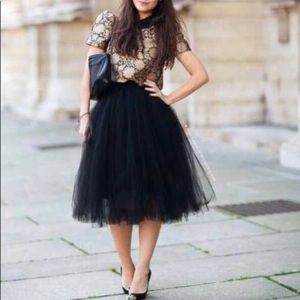 Custom made black tulle skirt
